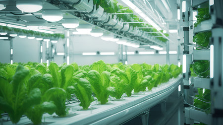 Organic hydroponic vegetable growing in hydroponic farm.の素材