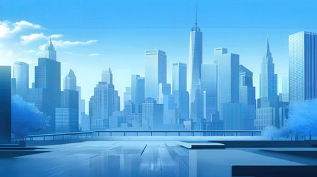 cityscape background with skyscrapers and blue sky, vector illustrationの素材