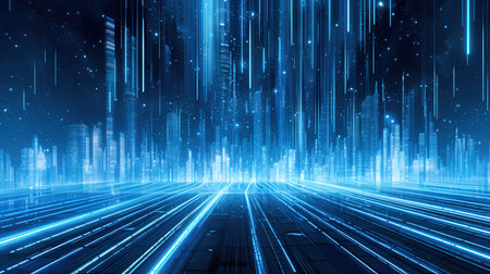 Futuristic technology background with glowing lines. 3D Renderingの素材