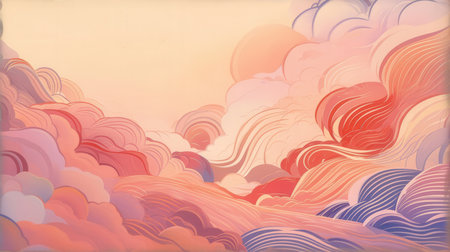 abstract background with wavy clouds in pastel colors, illustrationの素材