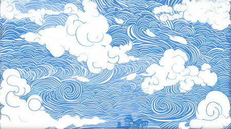 Seamless pattern of clouds in the sky. Vector illustration.の素材