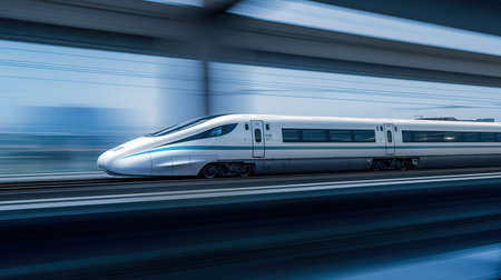 High speed train in motion blur. Motion blur. 3D renderingの素材