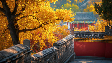Beautiful autumn landscape in the Forbidden City, Beijing, China.の素材