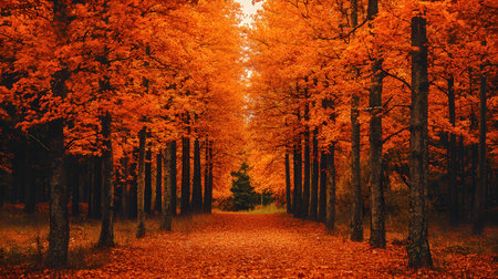 Autumn forest. Beautiful autumn landscape. Autumn trees in the forestの素材