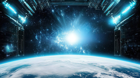 View of the planet Earth from space during a sunrise 3D rendering elements of this image furnished by NASAの素材