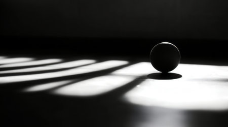 abstract black and white photo of a ball in the shadow of the sunの素材