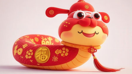 Chinese New Year decorations on a white background, closeup of photoの素材