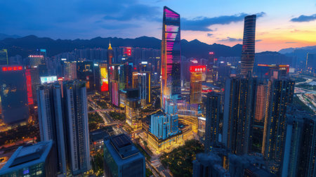 Shanghai Lujiazui Finance and Trade Zone of the modern city night viewの素材