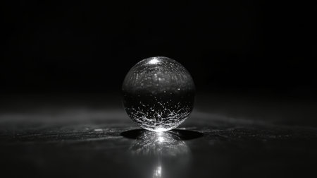 crystal ball on a black background with reflection. 3d renderの素材