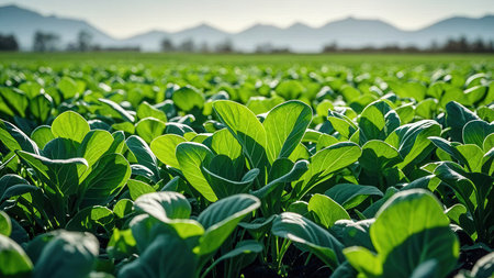Chinese cabbage in the field, chinese cabbage growing in the fieldの素材