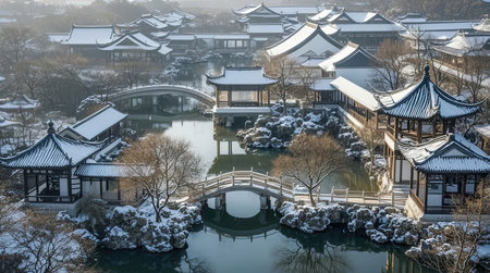 Beautiful winter landscape in Changdeokgung Palace, Seoul, South Koreaの素材