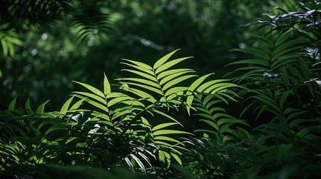 Tropical green leaves background in the forest. Nature concept.の素材
