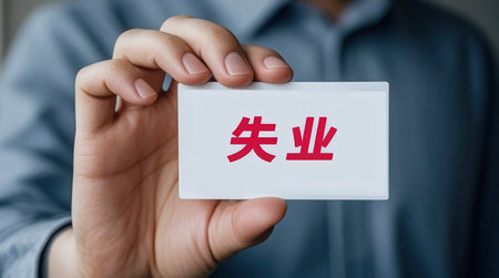 Closeup on businessman holding a business card with chinese yuan symbolの素材