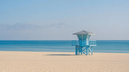 Lifeguard tower on the beach in Miami, Florida, USA.の素材