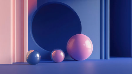 Minimal abstract background, primitive geometrical figures, 3D render.の素材