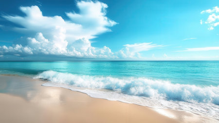 Beautiful beach with turquoise water and white sand. Nature composition.の素材