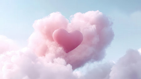 Heart shaped cloud with blue sky background. Love and romance concept.の素材