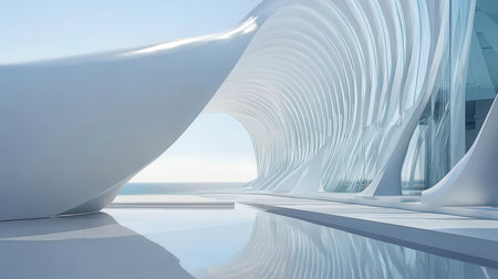 3d render of modern architecture abstract background. Futuristic interior designの素材