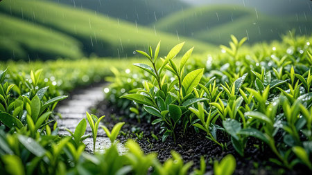 Tea Plantation in the morning, Chiang Rai Province, Thailandの素材