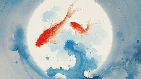 Koi fish in watercolor style. Illustration for Chinese New Year.の素材