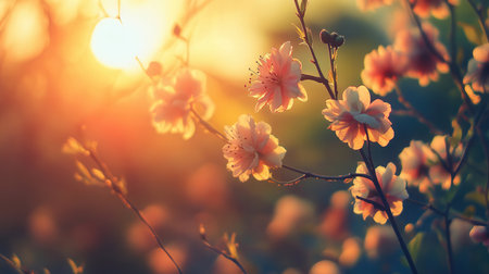 Cherry blossom in spring time, soft focus and vintage toneの素材