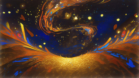 Abstract fractal. Fractal art background for creative design. Decoration for wallpaper, desktop, poster, cover booklet. Print for clothes, t-shirt. Creative illustration for designの素材