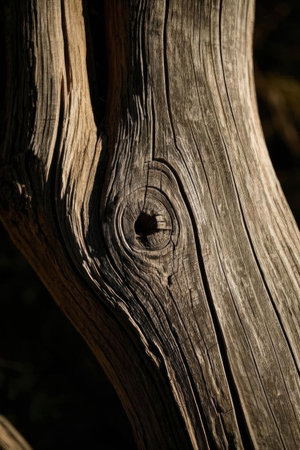 Close up of an old weathered tree trunk. Shallow depth of field.の素材