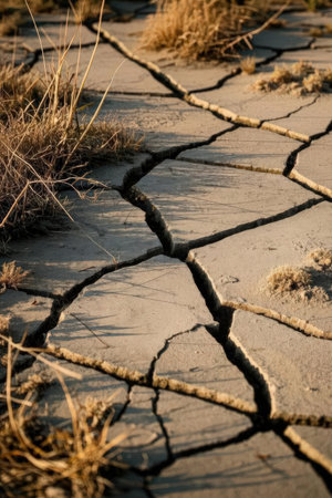 Dry cracked earth in desert. Global warming and climate change conceptの素材