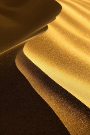 golden sand dunes in the desert, closeup of photoの素材