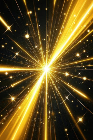 Abstract background with golden rays and stars. Illustration for your designの素材