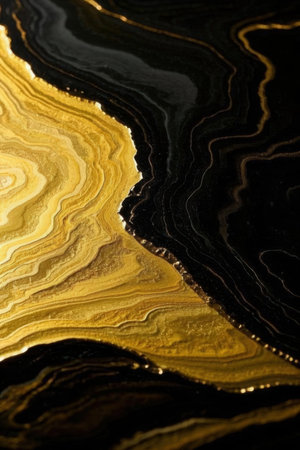 Marble abstract acrylic background. Agate ripple pattern. Gold powder.の素材