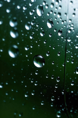 Water drops on glass after rain. Shallow depth of field.の素材