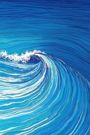 Blue sea wave background. Vector illustration. Clip-art image.の素材