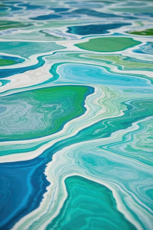 abstract background of green and blue marbling art painting. Creative marble texture.の素材