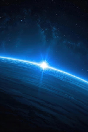 View of the planet Earth from space during a sunrise. Elements of this image furnished by NASAの素材