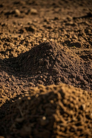 Close up of a pile of soil in an agricultural field, agricultureの素材