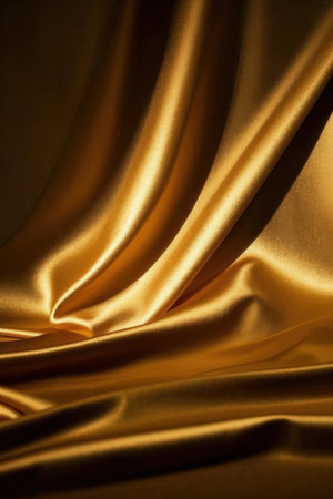 Golden satin background with some smooth lines in it (close up)の素材