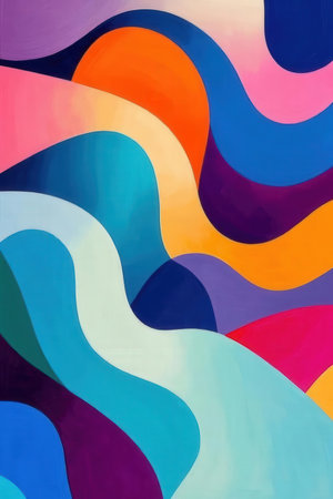Abstract colorful background with curved lines and waves. Close-up.の素材