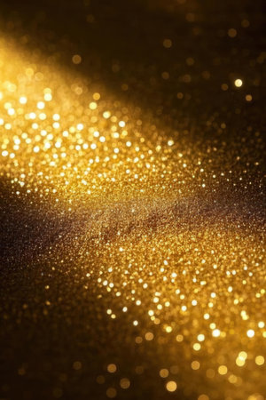 golden glitter vintage lights background. gold and black. de focusedの素材