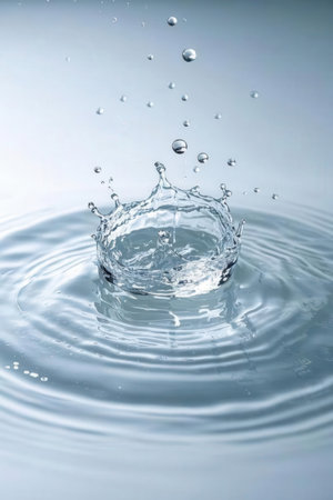 Water splash with ripples and ripples, close up of a water splashの素材