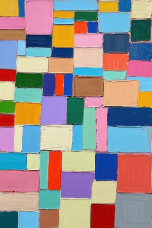 Abstract background of multicolored acrylic paints on canvas. Fragment of artwork.の素材