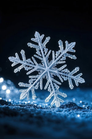 Snowflake on a dark background. Christmas and New Year concept.の素材