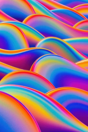 abstract background with multicolored waves. Computer generated illustration.の素材