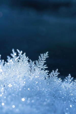 Snowflakes on a dark background close-up. Winter backgroundの素材