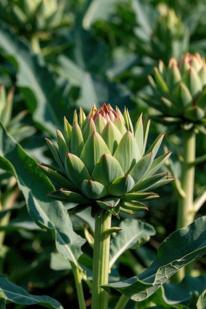 Artichoke flower in Thai, Thailand. (Cynara cardunculus L.)の素材