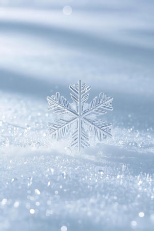 Snowflake on the snow background. Christmas and New Year concept.の素材