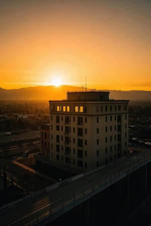 Sunset over the city of Turin, Piedmont, Italyの素材
