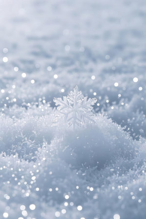 Snowflakes on a snow background. Christmas and New Year backgroundの素材