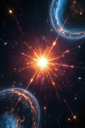 abstract space background with stars and nebula. 3d renderingの素材