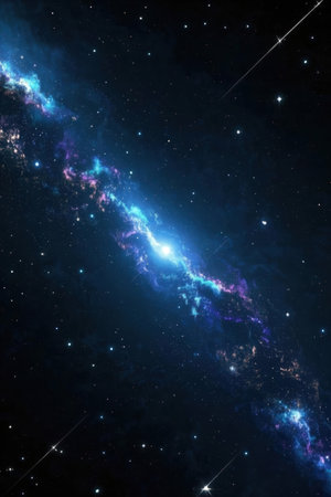 Stars of a planet and galaxy in a free space Elements of this image furnished by NASAの素材